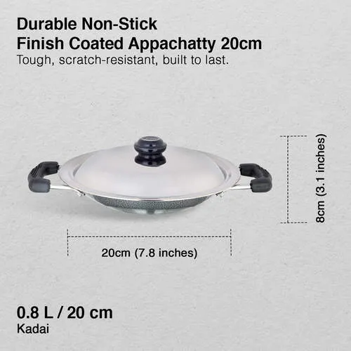 Prestige Omega Select Plus Non-stick Appachatty with Stainless Steel Lid, 20cm (Black) - Alternate View